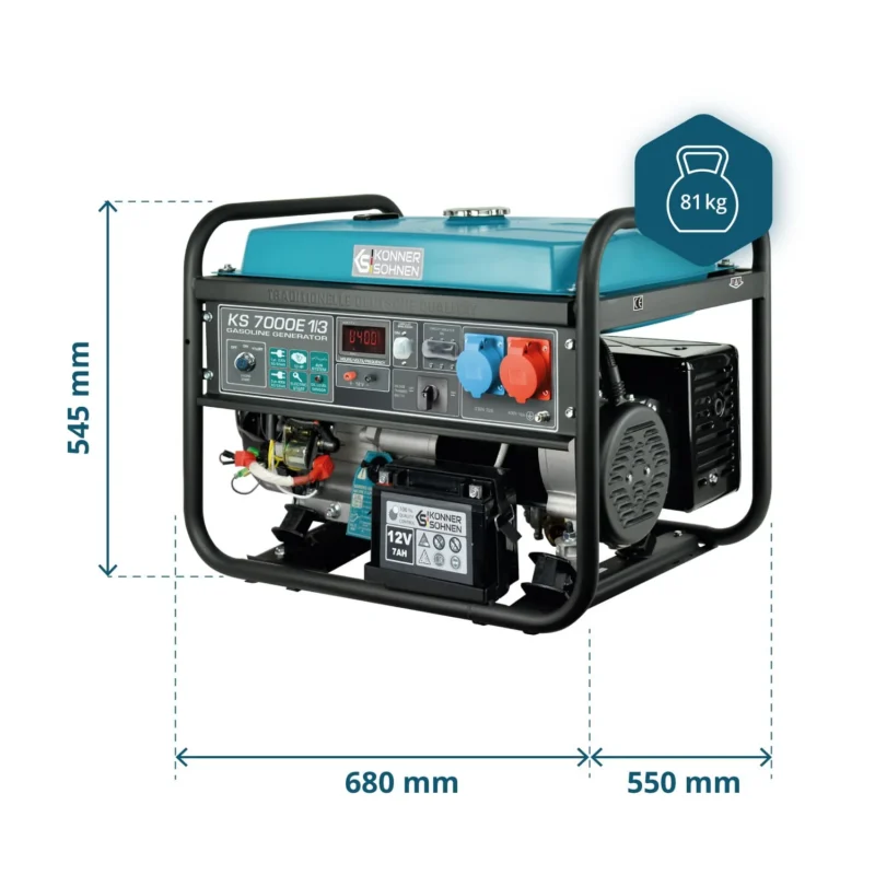 Bensiinigeneraator Könner & Söhnen KS 7000E 1/3