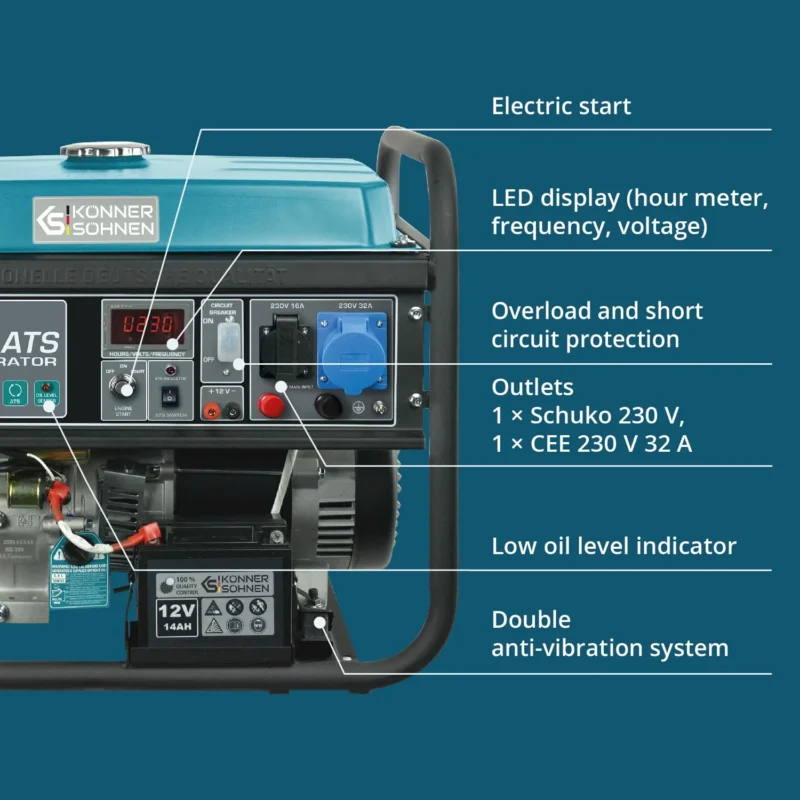 Bensiinigeneraator Könner & Söhnen KS 7000E ATS