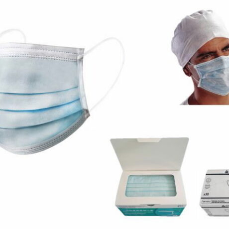 Näomask, 3-kihiline, sinine, kummidega, Delta Plus