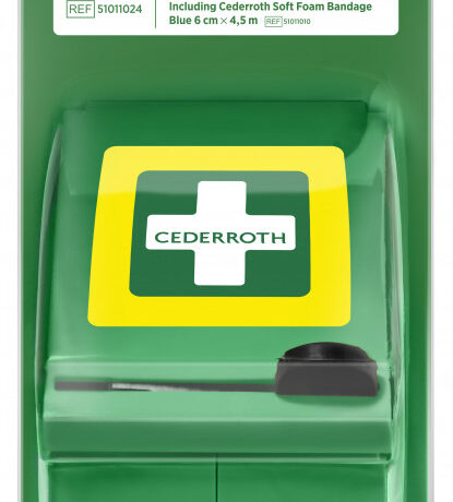 Isekinnituva haavasideme dispenser koos sinise haavasidemega, Cederroth