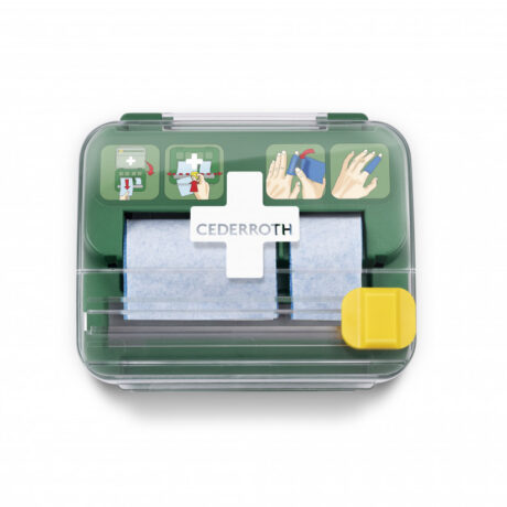 Isekinnituva haavasideme dispenser koos sinise haavasidemega, Cederroth