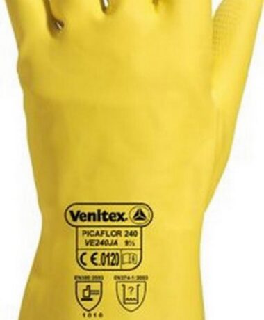 Kindad, üleni nat. lateks, majapidamissõrmik, kollane 9/10, Delta Plus