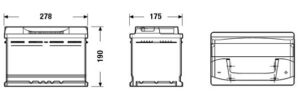 Exide Excell 74Ah 680A 278x175x190-+