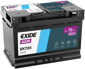 Exide AGM 72Ah 760A 278x175x190-+