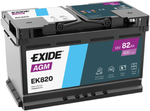 Exide AGM 82Ah 800A 315x175x190-+