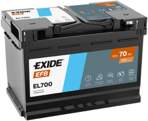 Exide EFB 70Ah 760A 278x175x190-+