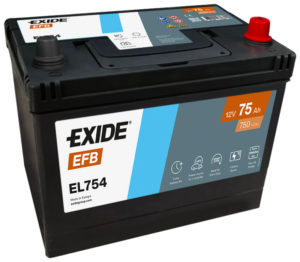 Exide EFB 75Ah 750A 260x173x222-+