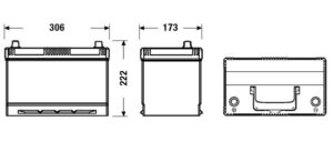 Exide EFB 95Ah 800A 306x173x222+-