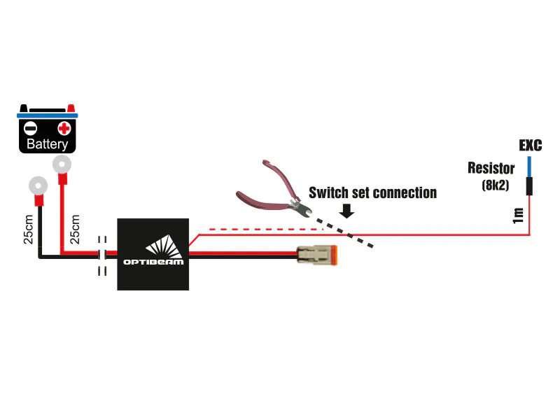 OPTIBEAM juhtmestik 2-pin DT