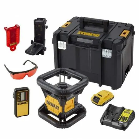 DeWalt DCE074D1R-QW punane pöördlaser + lisatarvikud